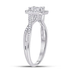 Dazzling Diamond Delight: 10kt White Gold Womens Round Diamond Square Cluster Ring 1/2 Cttw - Splendid Jewellery