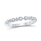 Dazzling Diamond Delight | 10kt White Gold Womens Round Diamond Stackable Band Ring 1/10 Cttw - Splendid Jewellery