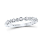 Dazzling Diamond Delight | 10kt White Gold Womens Round Diamond Stackable Band Ring 1/10 Cttw - Splendid Jewellery