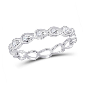 Dazzling Diamond Delight | 10kt White Gold Womens Round Diamond Stackable Band Ring 1/5 Cttw - Splendid Jewellery