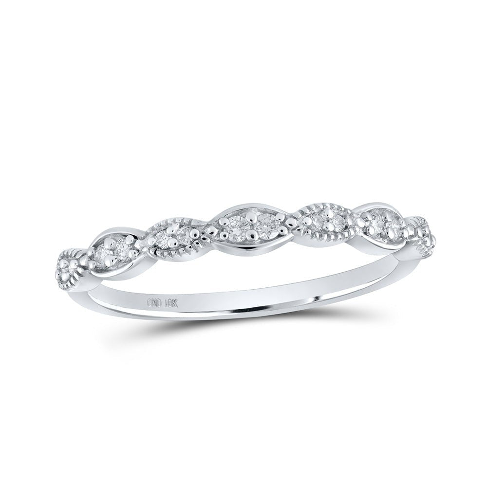 Dazzling Diamond Delight: 10kt White Gold Womens Round Diamond Stackable Band Ring 1/8 Cttw - Splendid Jewellery