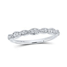 Dazzling Diamond Delight: 10kt White Gold Womens Round Diamond Stackable Band Ring 1/8 Cttw - Splendid Jewellery