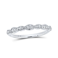 Load image into Gallery viewer, Dazzling Diamond Delight: 10kt White Gold Womens Round Diamond Stackable Band Ring 1/8 Cttw - Splendid Jewellery