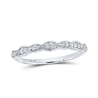 Dazzling Diamond Delight: 10kt White Gold Womens Round Diamond Stackable Band Ring 1/8 Cttw - Splendid Jewellery