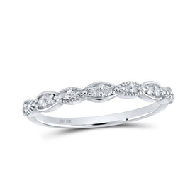 Dazzling Diamond Delight: 10kt White Gold Womens Round Diamond Stackable Band Ring 1/8 Cttw - Splendid Jewellery
