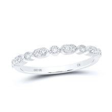 Load image into Gallery viewer, Dazzling Diamond Delight: 10kt White Gold Womens Round Diamond Stackable Band Ring 1/8 Cttw Top view from the 10Kt White Gold Womens Round Diamond Stackable Band Ring 1 8 Cttwpin228933 collection by Splendid Jewellery