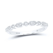 Load image into Gallery viewer, Dazzling Diamond Delight: 10kt White Gold Womens Round Diamond Stackable Band Ring 1/8 Cttw - Splendid Jewellery