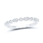 Dazzling Diamond Delight: 10kt White Gold Womens Round Diamond Stackable Band Ring 1/8 Cttw - Splendid Jewellery