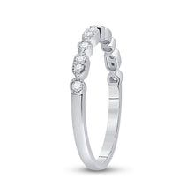Load image into Gallery viewer, Dazzling Diamond Delight: 10kt White Gold Womens Round Diamond Stackable Band Ring 1/8 Cttw Side view from the 10Kt White Gold Womens Round Diamond Stackable Band Ring 1 8 Cttwpin228933 collection by Splendid Jewellery