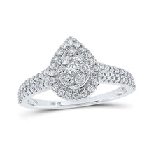 Load image into Gallery viewer, Dazzling Diamond Delight: 10kt White Gold Womens Round Diamond Teardrop Cluster Ring 1/2 Cttw - Splendid Jewellery
