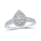 Dazzling Diamond Delight: 10kt White Gold Womens Round Diamond Teardrop Cluster Ring 1/2 Cttw - Splendid Jewellery