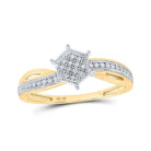 Dazzling Diamond Delight | 10kt Yellow Gold Womens Round Diamond Cluster Ring 1/10 Cttw - Splendid Jewellery