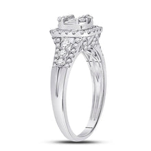 Load image into Gallery viewer, Dazzling Diamond Delight | 14kt White Gold Baguette and Round Diamond Cluster Ring 3/4 Cttw - Splendid Jewellery