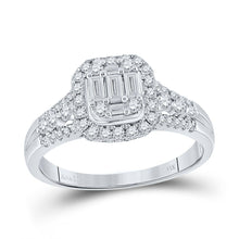 Load image into Gallery viewer, Dazzling Diamond Delight | 14kt White Gold Baguette and Round Diamond Cluster Ring 3/4 Cttw - Splendid Jewellery