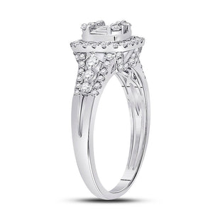 Dazzling Diamond Delight | 14kt White Gold Baguette and Round Diamond Cluster Ring 3/4 Cttw - Splendid Jewellery