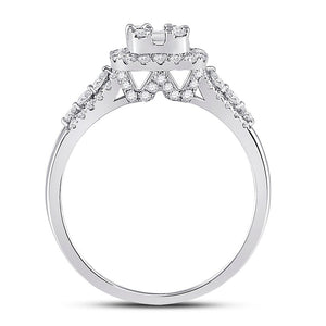 Dazzling Diamond Delight | 14kt White Gold Baguette and Round Diamond Cluster Ring 3/4 Cttw - Splendid Jewellery