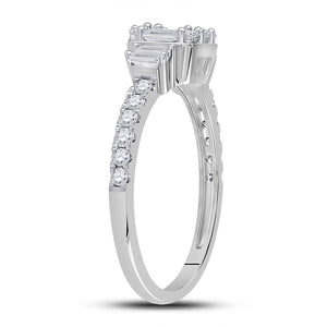 Dazzling Diamond Delight | 14kt White Gold Baguette Diamond Cluster Ring 5/8 Cttw | Splendid Jewellery - Splendid Jewellery