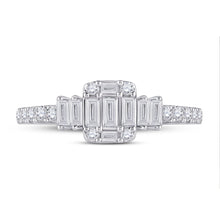 Load image into Gallery viewer, Dazzling Diamond Delight | 14kt White Gold Baguette Diamond Cluster Ring 5/8 Cttw | Splendid Jewellery - Splendid Jewellery