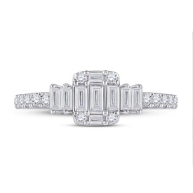 Dazzling Diamond Delight | 14kt White Gold Baguette Diamond Cluster Ring 5/8 Cttw | Splendid Jewellery - Splendid Jewellery