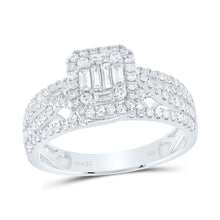 Load image into Gallery viewer, Dazzling Diamond Delight | 14kt White Gold Baguette Diamond Square Cluster Ring 3/4 Cttw - Splendid Jewellery