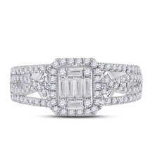 Load image into Gallery viewer, Dazzling Diamond Delight | 14kt White Gold Baguette Diamond Square Cluster Ring 3/4 Cttw - Splendid Jewellery