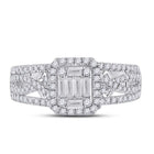 Dazzling Diamond Delight | 14kt White Gold Baguette Diamond Square Cluster Ring 3/4 Cttw - Splendid Jewellery