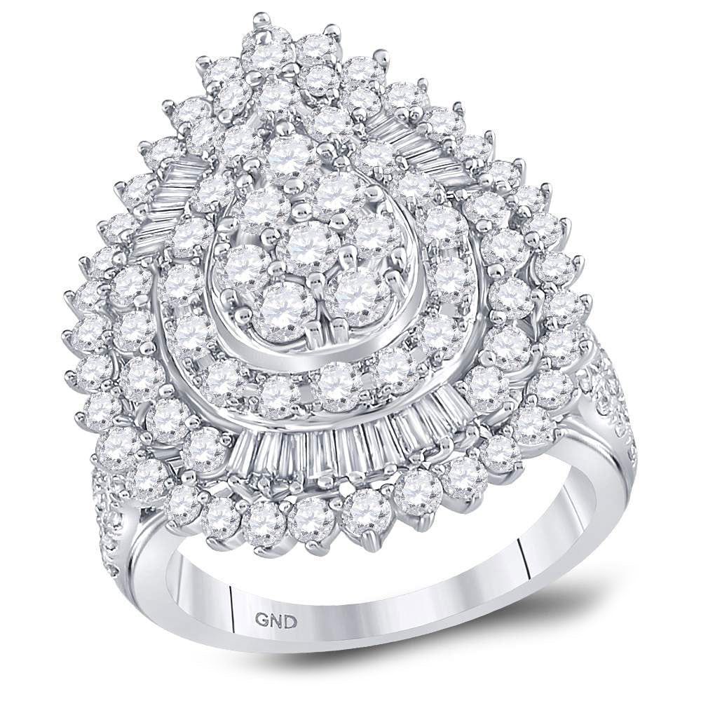 Dazzling Diamond Delight | 14kt White Gold Womens Round Diamond Teardrop Pear Cluster Ring 3 Cttw | Splendid Jewellery - Splendid Jewellery