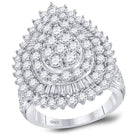 Dazzling Diamond Delight | 14kt White Gold Womens Round Diamond Teardrop Pear Cluster Ring 3 Cttw | Splendid Jewellery - Splendid Jewellery