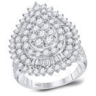 Dazzling Diamond Delight | 14kt White Gold Womens Round Diamond Teardrop Pear Cluster Ring 3 Cttw | Splendid Jewellery - Splendid Jewellery