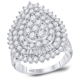 Dazzling Diamond Delight | 14kt White Gold Womens Round Diamond Teardrop Pear Cluster Ring 3 Cttw | Splendid Jewellery - Splendid Jewellery