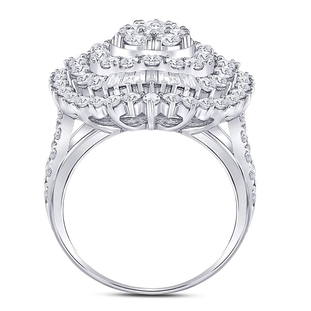 Dazzling Diamond Delight | 14kt White Gold Womens Round Diamond Teardrop Pear Cluster Ring 3 Cttw | Splendid Jewellery - Splendid Jewellery