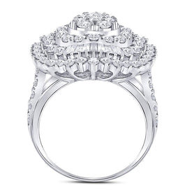 Dazzling Diamond Delight | 14kt White Gold Womens Round Diamond Teardrop Pear Cluster Ring 3 Cttw | Splendid Jewellery - Splendid Jewellery