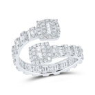 Dazzling Diamond Elegance | 10kt White Gold Baguette and Round Diamond Cuff Band Ring 1 Cttw - Splendid Jewellery