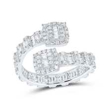 Load image into Gallery viewer, Dazzling Diamond Elegance | 10kt White Gold Baguette and Round Diamond Cuff Band Ring 1 Cttw - Splendid Jewellery