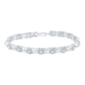 Dazzling Diamond Elegance - 10kt White Gold Womens Round Diamond Fashion Bracelet - Splendid Jewellery