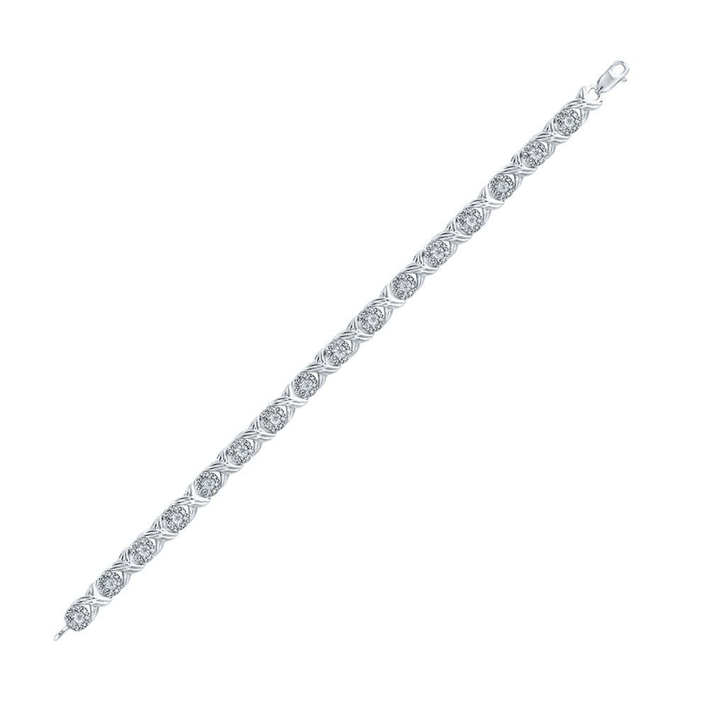 Dazzling Diamond Elegance - 10kt White Gold Womens Round Diamond Fashion Bracelet - Splendid Jewellery