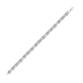 Dazzling Diamond Elegance - 10kt White Gold Womens Round Diamond Fashion Bracelet - Splendid Jewellery