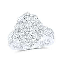 Load image into Gallery viewer, Dazzling Diamond Elegance: 10kt White Gold Womens Round Diamond Oval Fashion Ring 1 - 5/8 Cttw - Splendid Jewellery