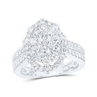 Dazzling Diamond Elegance: 10kt White Gold Womens Round Diamond Oval Fashion Ring 1 - 5/8 Cttw - Splendid Jewellery