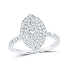 Dazzling Diamond Elegance: 10kt White Gold Womens Round Diamond Oval Ring 3/4 Cttw - Splendid Jewellery