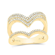 Load image into Gallery viewer, Dazzling Diamond Elegance: 10kt Yellow Gold Womens Round Diamond Chevron Band Ring 3/8 Cttw - Splendid Jewellery