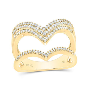 Dazzling Diamond Elegance: 10kt Yellow Gold Womens Round Diamond Chevron Band Ring 3/8 Cttw - Splendid Jewellery