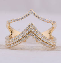 Load image into Gallery viewer, Dazzling Diamond Elegance: 10kt Yellow Gold Womens Round Diamond Chevron Band Ring 3/8 Cttw - Splendid Jewellery