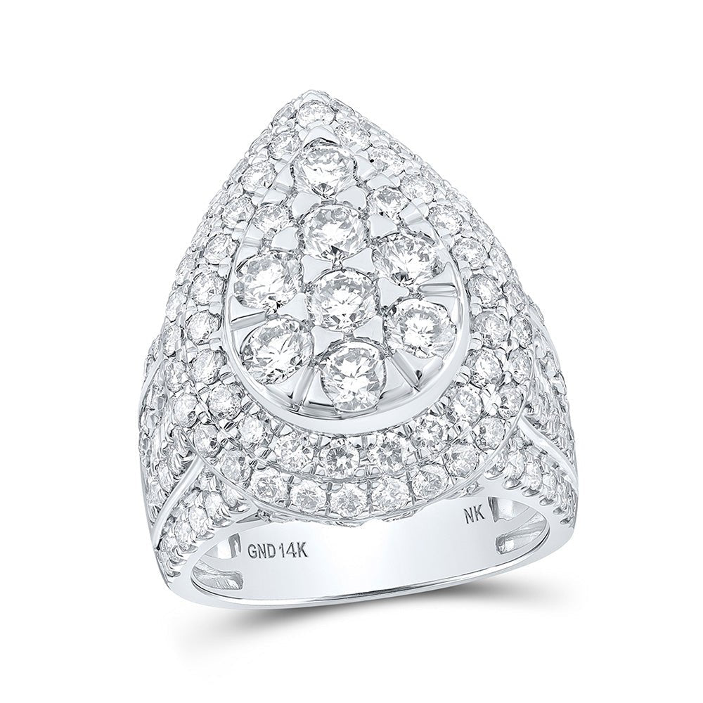 Dazzling Diamond Elegance: 14kt White Gold Teardrop Fashion Ring with 4 Cttw of Sparkling Brilliance - Splendid Jewellery