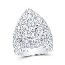 Load image into Gallery viewer, Dazzling Diamond Elegance: 14kt White Gold Teardrop Fashion Ring with 4 Cttw of Sparkling Brilliance - Splendid Jewellery