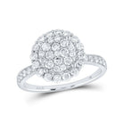 Dazzling Diamond Elegance: 14kt White Gold Womens Round Diamond Halo Cluster Ring 1 Cttw - Splendid Jewellery