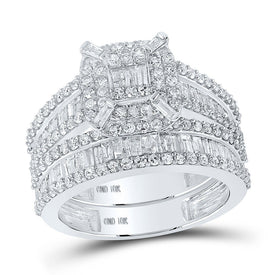 Dazzling Diamond Halo Wedding Ring Band Set - Splendid Jewellery