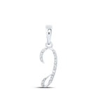 Dazzling Diamond "I" Initial Pendant: 10kt White Gold Womens Round Diamond Pendant 1/20 Cttw - Splendid Jewellery