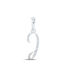 Load image into Gallery viewer, Dazzling Diamond "I" Initial Pendant: 10kt White Gold Womens Round Diamond Pendant 1/20 Cttw - Splendid Jewellery
