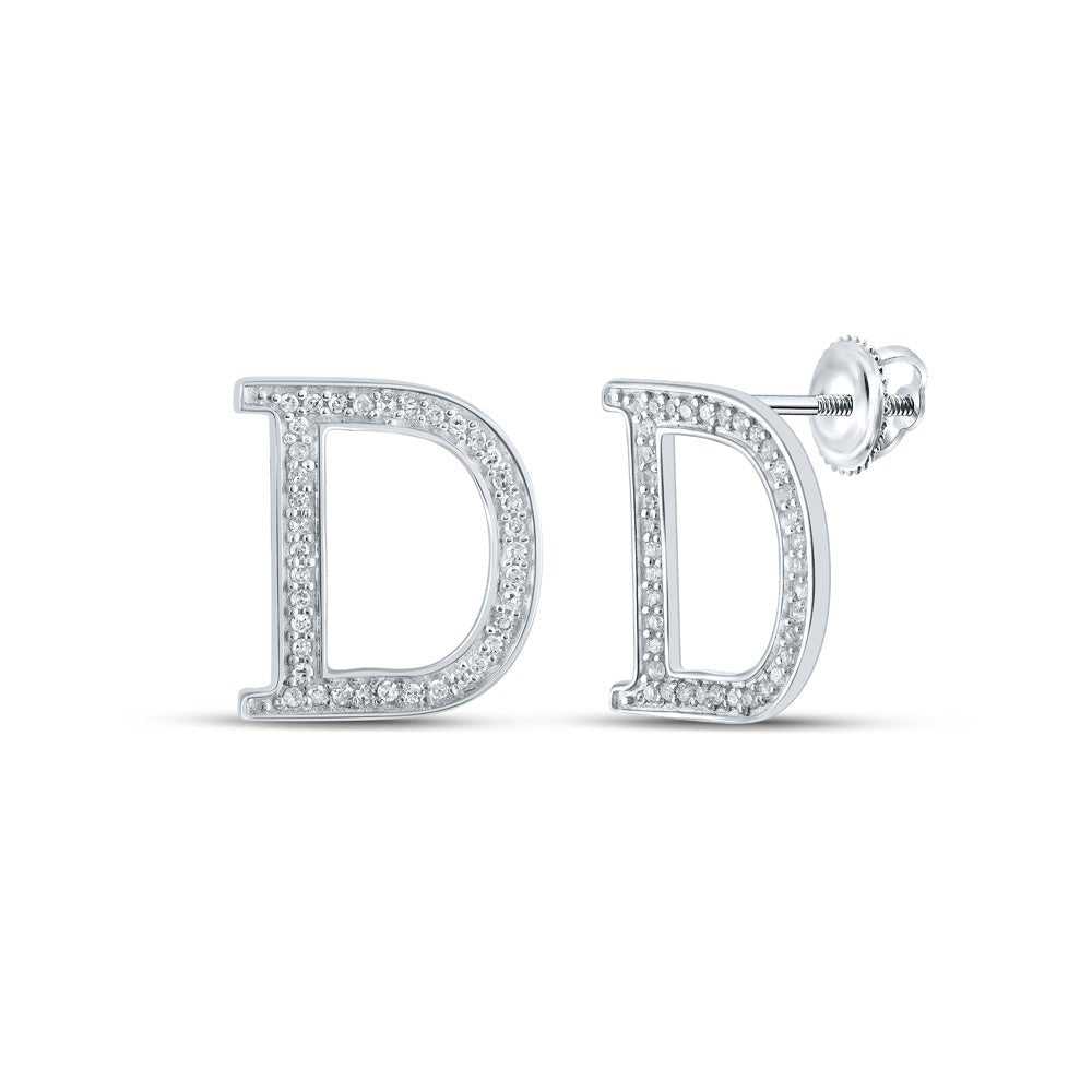 Dazzling Diamond Initial Earrings in 10kt White Gold - Splendid Jewellery